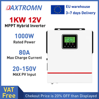 Daxtromn 1KW 1000W Hybrid function Solar Inverter 12V 220V Pure Sine Wave off-grid inverter MPPT 80A Solar Charge Controller