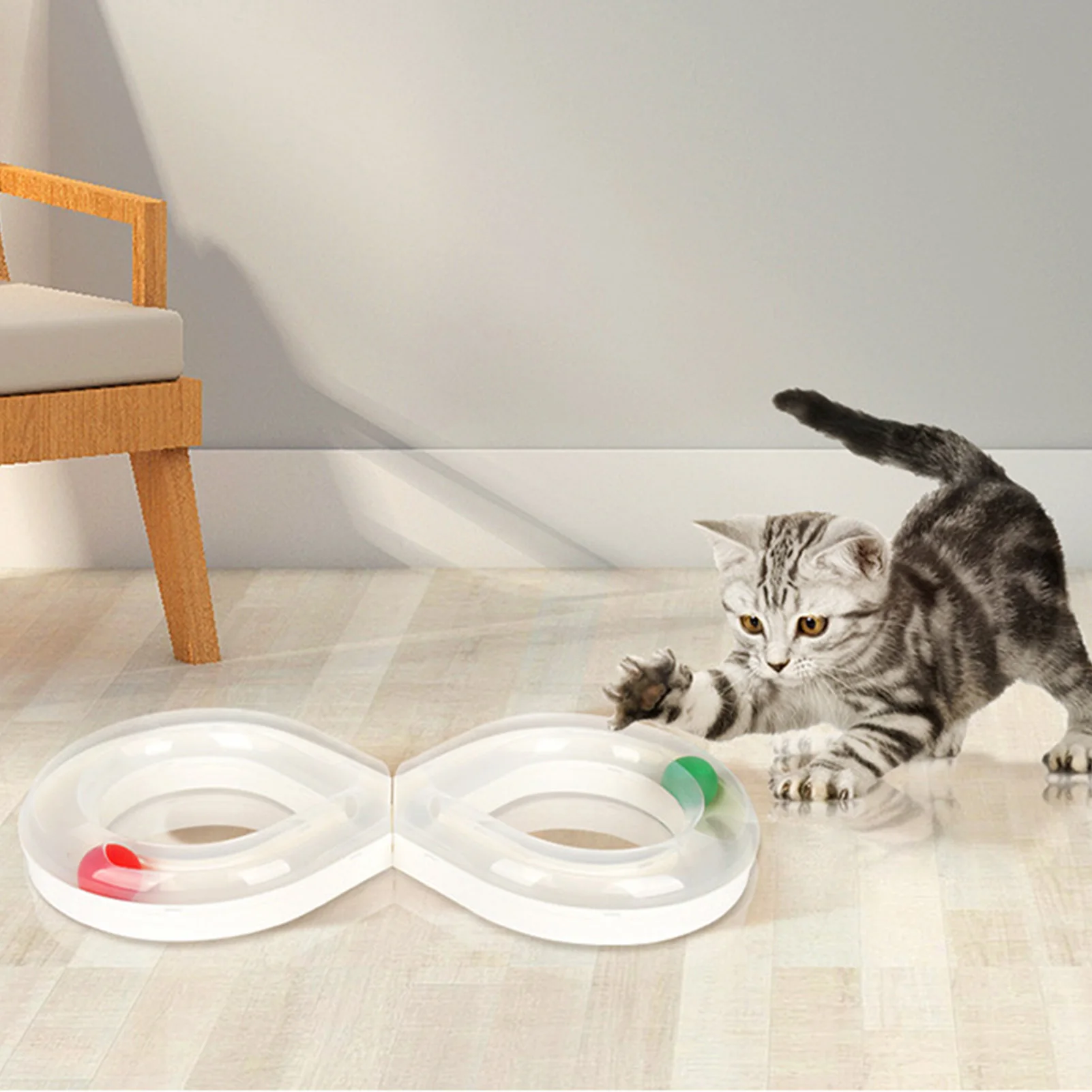 Cat Turntable Track Ball Toy with Unique Figure 8 Shaped Design Colorful Bubble Ball for Friend Family Neighbors Gift