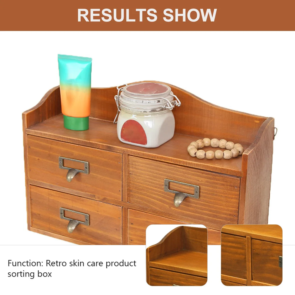 

Деревянный ящик для хранения в стиле ретро, настольный органайзер для ювелирных изделий, ящик для ухода за кожей, сортировочная коробка, аксессуары для украшения дома
