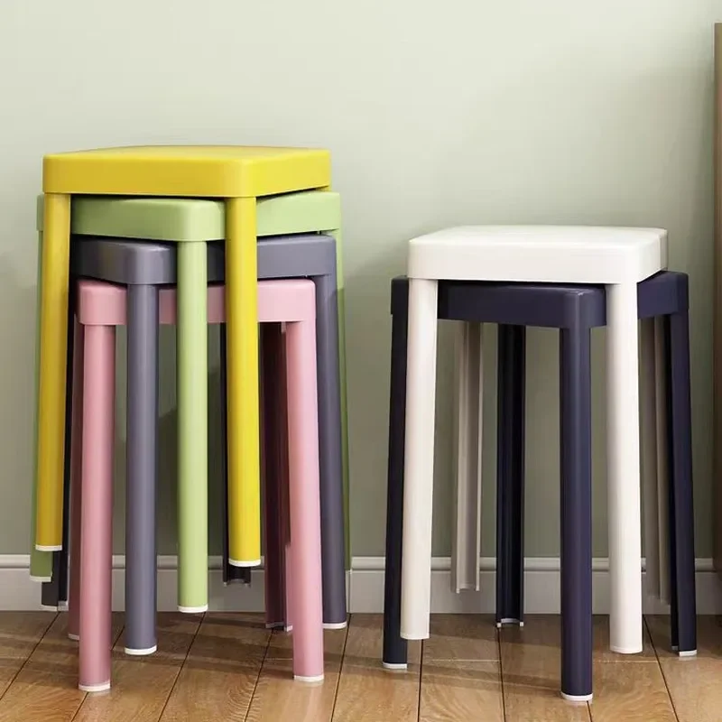 Wholesale Thickened Plastic Square Stool Stackable Dining Bench Modern Creative Nordic Household Seat Durable Glue Chair