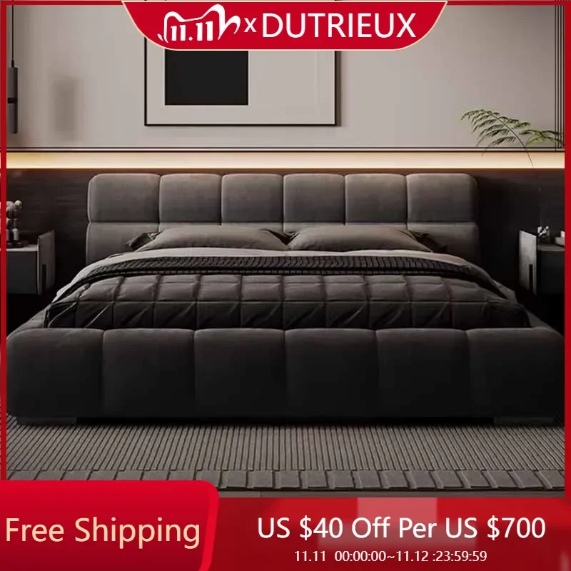 

Современная двуспальная кровать в итальянском стиле, простая удобная деревянная классическая кровать размера King Size, роскошная легкая роскошная мебель для дома Muebles