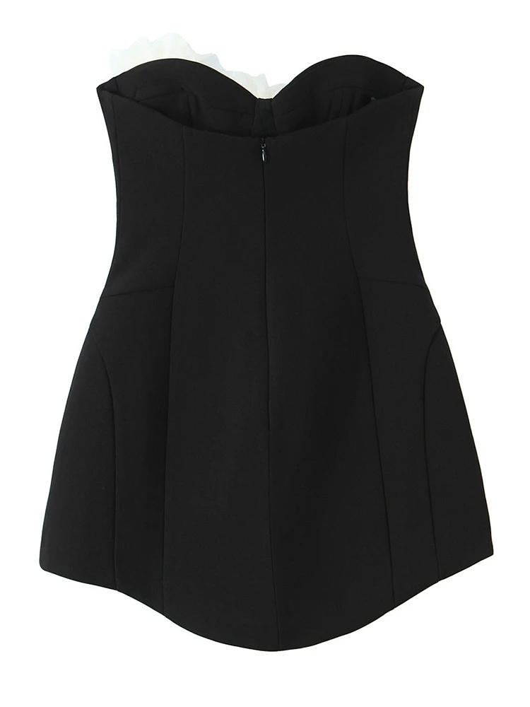 Trendix Abito da donna con top a tubino a fiori 2026 Abiti corti senza maniche slim patchwork Party Abito elegante senza spalline con spalle scoperte sexy