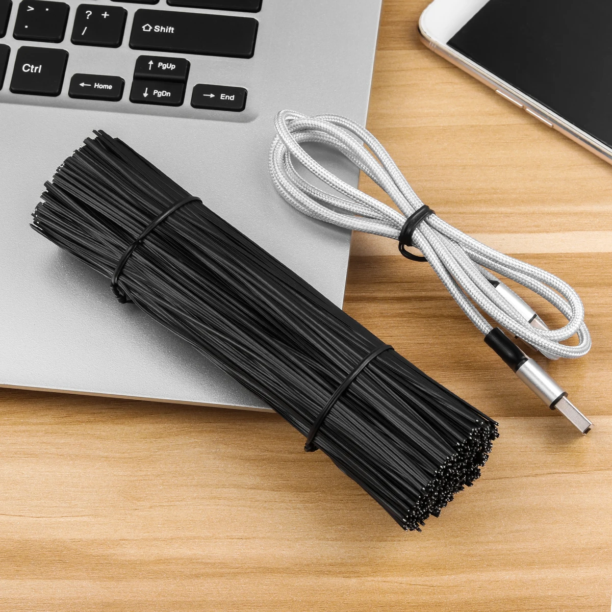 

Gardening and Silk Tying Wire Ties Black Cable Heavy Wrap Cord Wraps Large Office