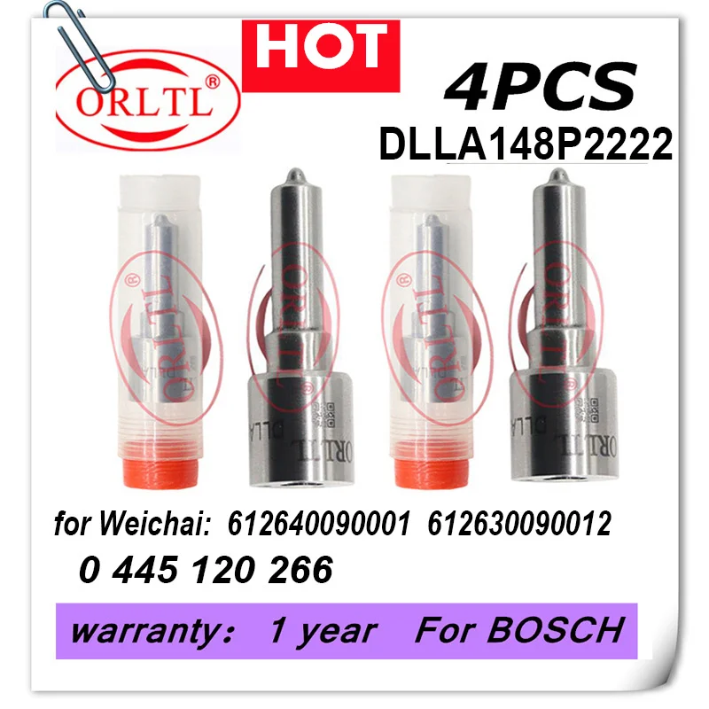 4PCS For WEICHAI 0445120266 0 445 120 266 DLLA148P2222 Diesel Nozzle 0 433 172 222 Injector Parts 0433172222