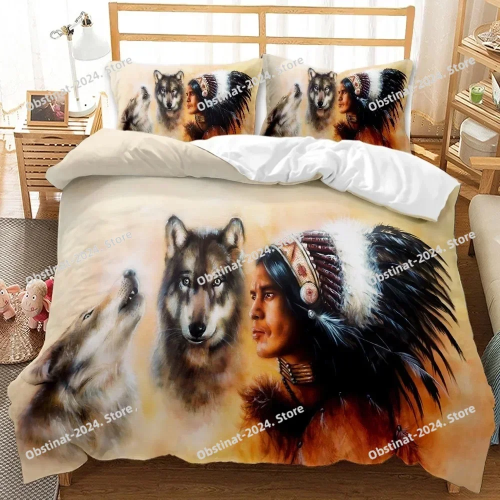 

Wolf Duvet Cover Set Animal Pattern Bedding Set Cool Wildlife Comforter Cover Kids Glitter Blue Wild Wolf Polyester Qulit Cover