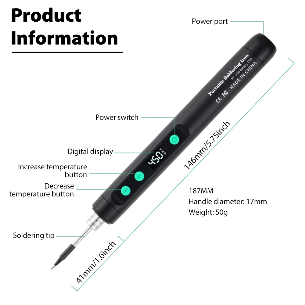C211 Wireless Soldering Iron Portable 5V 15W built-in battery with Three-Level Temperature Control Wireless Mini Soldering Tool