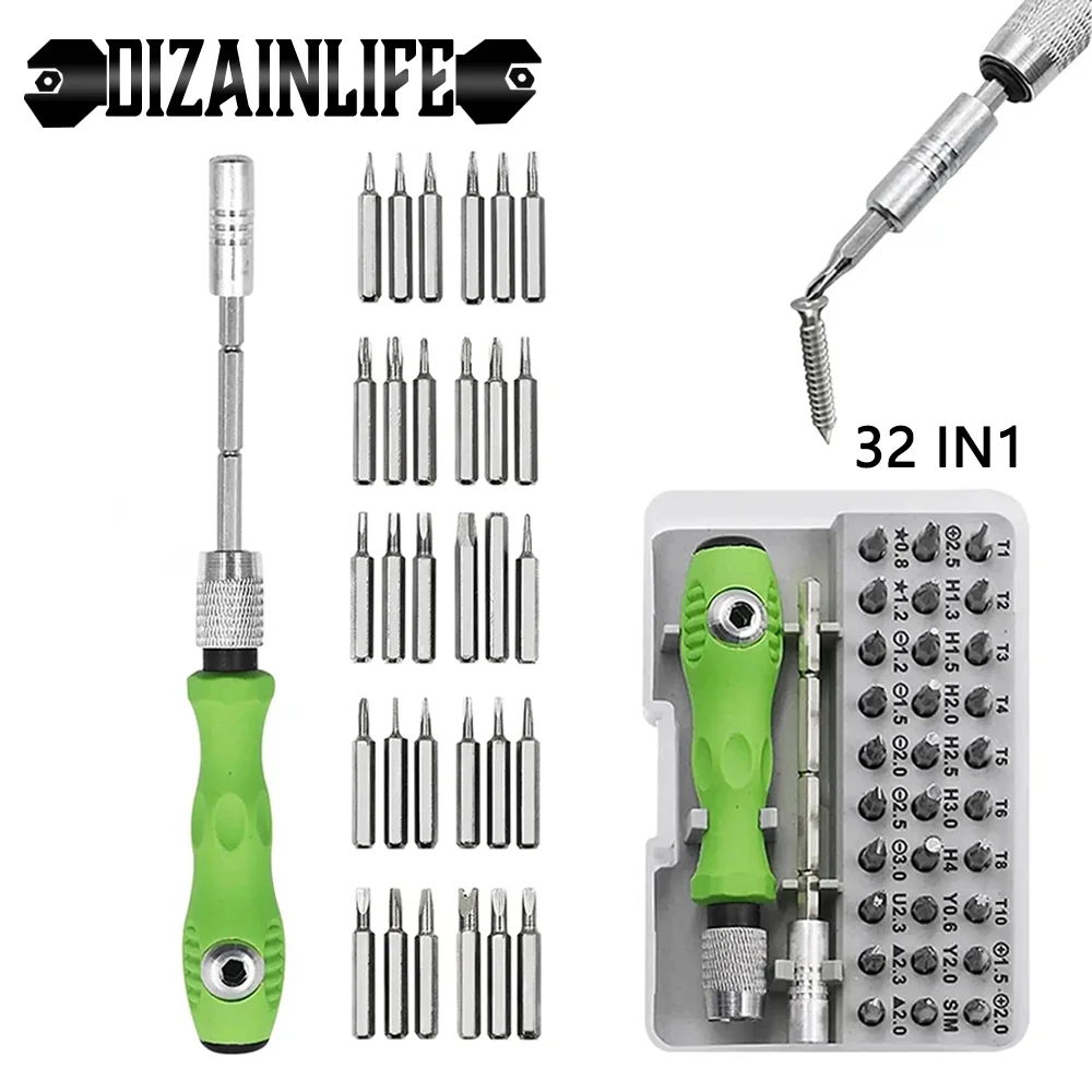 32 In 1 Multifunctional Screwdriver Combination Household Portable Cross Magnetic Precision Screwdriver Set Maintenance Tool