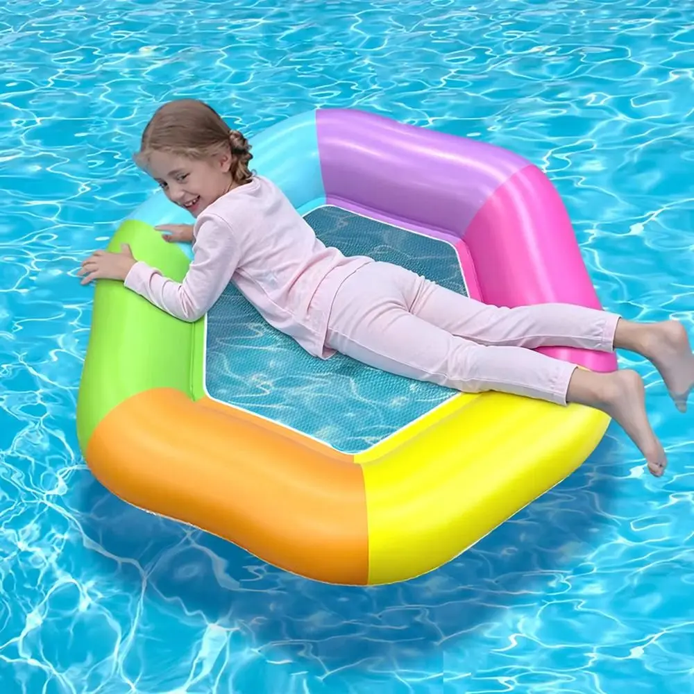 Bright Colors Hexagonal Colored Inflatable Float Thickened Hollowed-out Bottom Net Portable Water Float Chair Wear-resistant