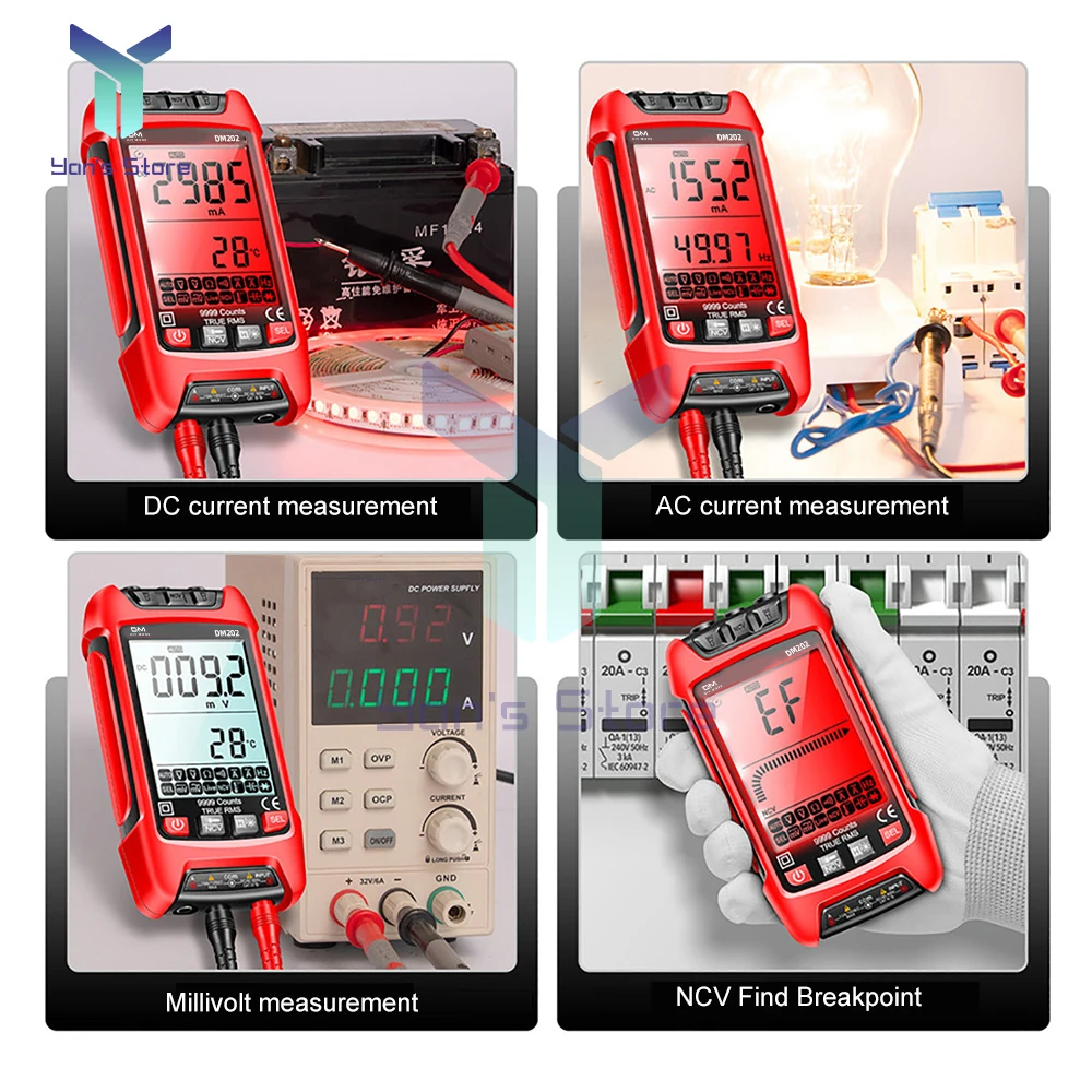 1 szt. Cyfrowy profesjonalny multimetr bezdotykowy Tester napięcia AC/woltomierz do prądu stałego ekran LCD miernik prądu 6000/9999 zlicza