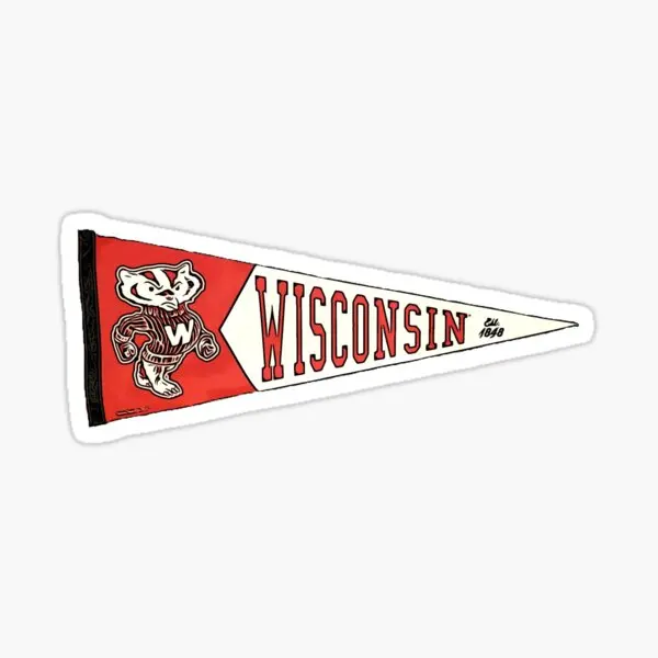 Wisconsin Pennant  5PCS Stickers for Cartoon Car Cute Water Bottles Anime Decor  Wall Living Room Luggage Decorations Art Kid
