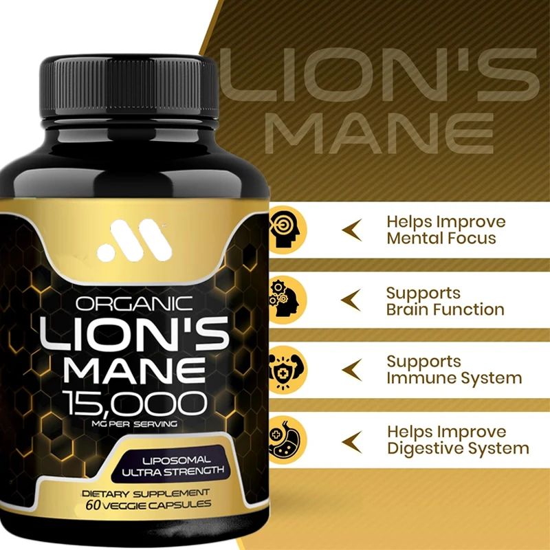 Lions Mane Lion Mane Mushroom Capsules Supplement -60 Pills - Mushroom Supplement for Memory and Focus in the Brain