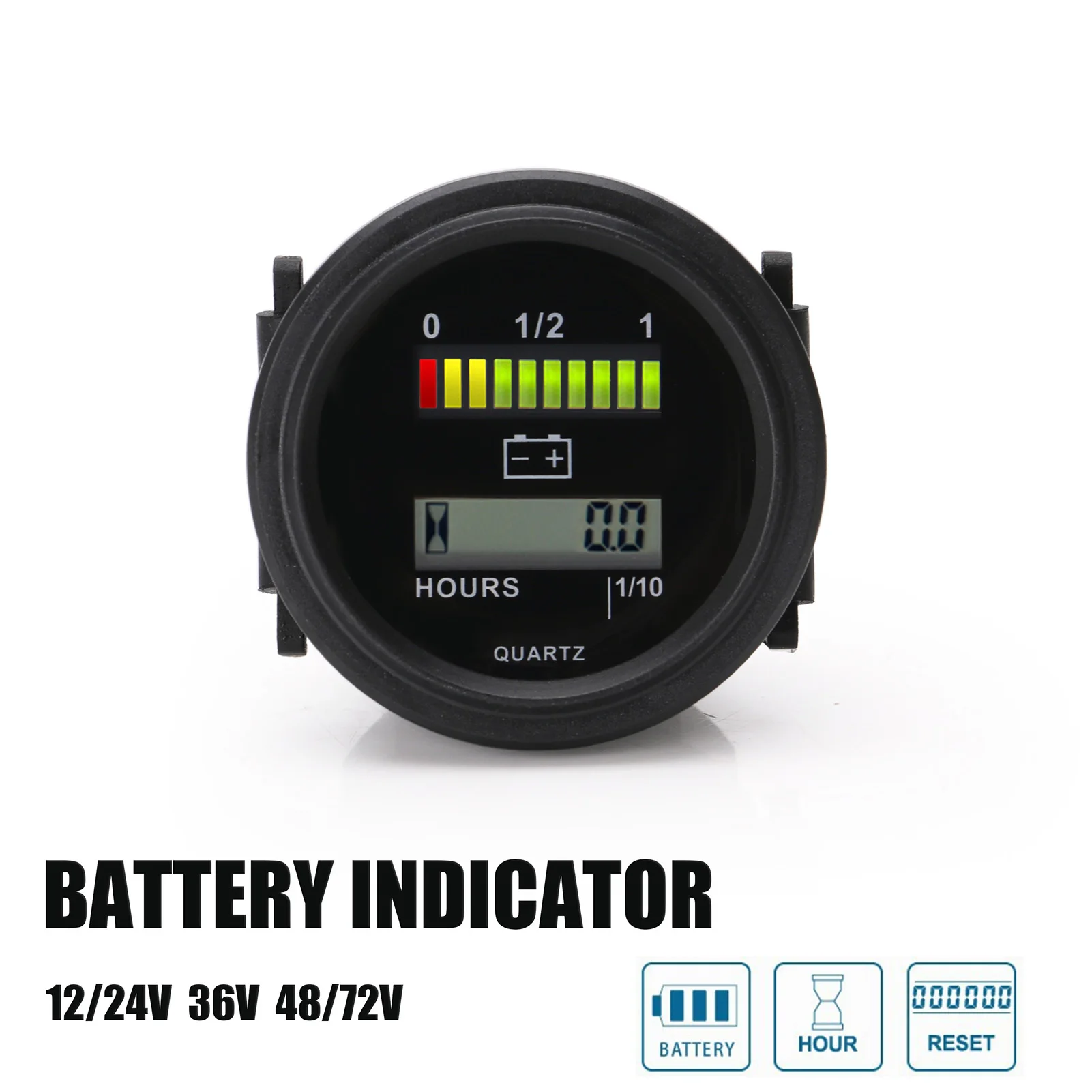 Digital  Lcd Hour Meter with led battery indicator Gauge 12V 24V 36V 48V 72V