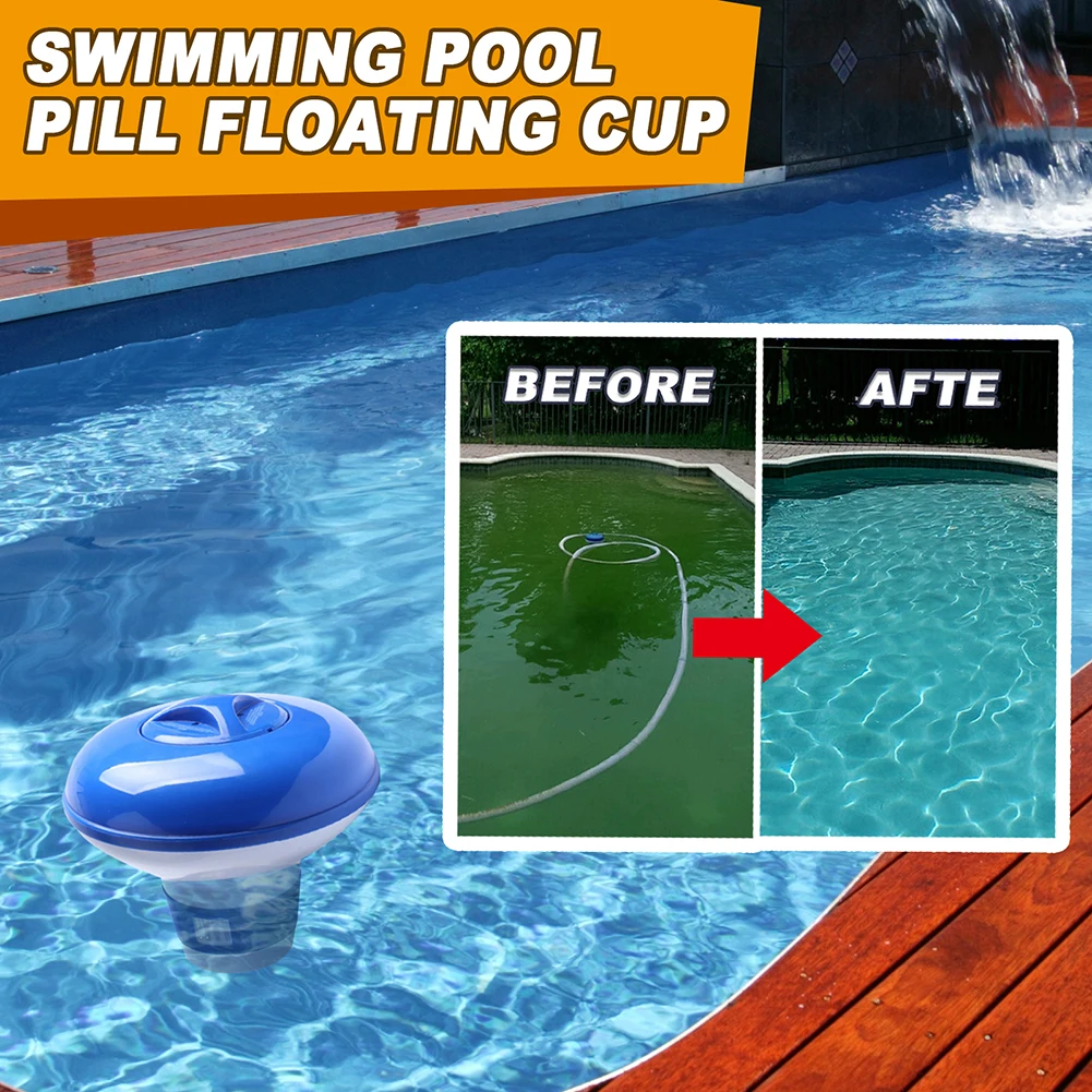 Floating Pool Automatic Chlorine Tablet Dispenser Pool Spa Floating Pill Disinfecting Box Floating Chlorine Dispenser view 2