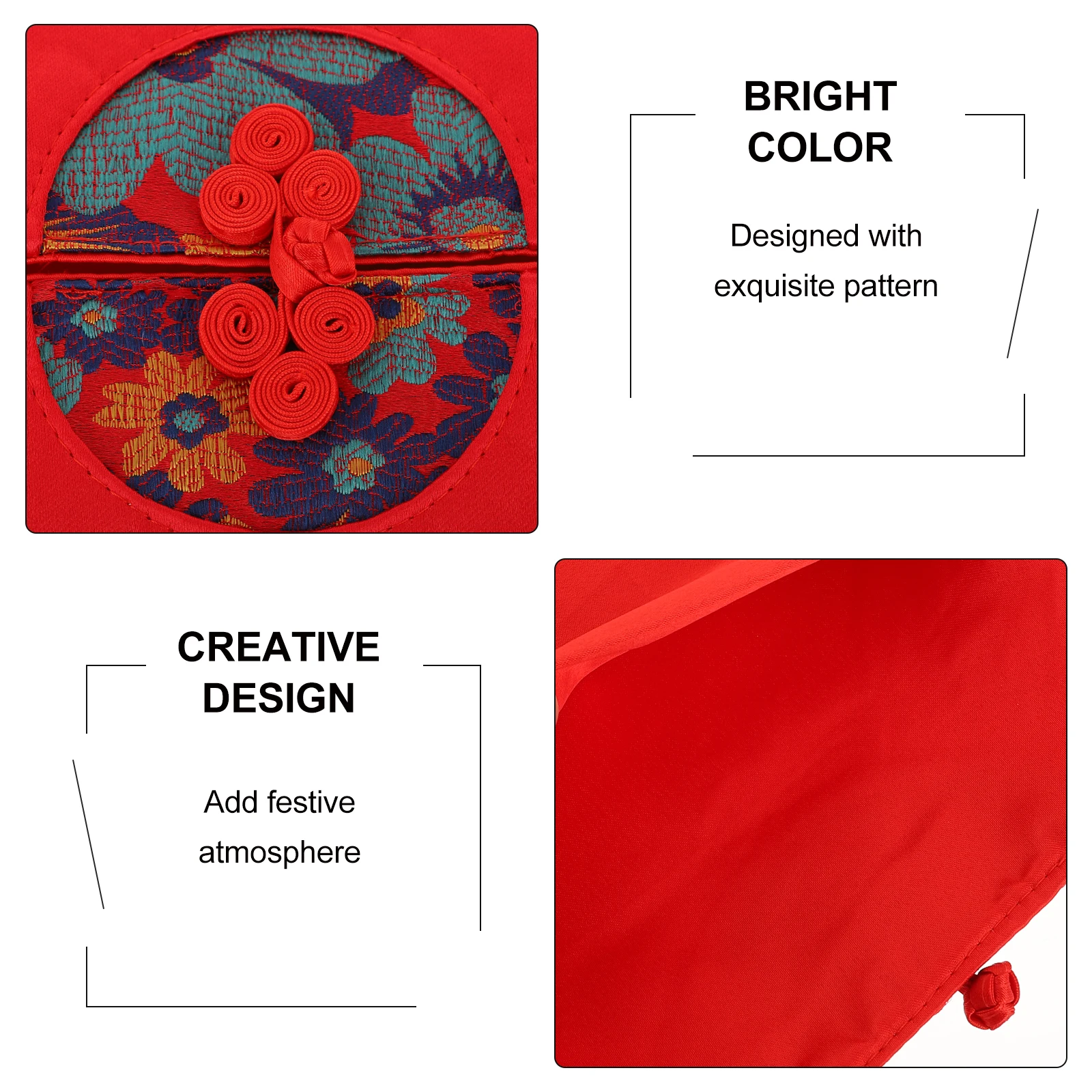 

Silk Cloth Envelope Creative Chinese New Year Pocket Sturdy Buckle Design For Cash Gift Embroidery Decorative Red Packet Cloth