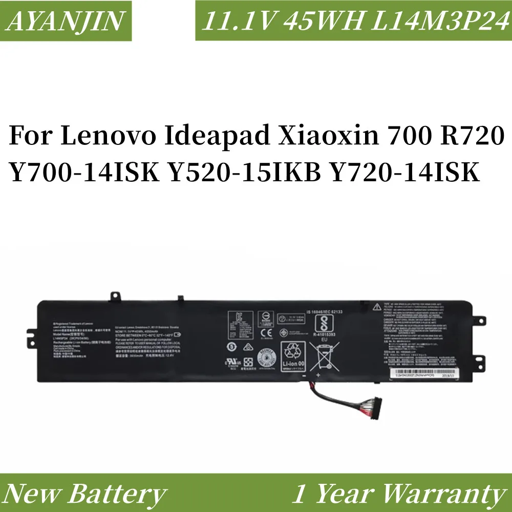 

New L14M3P24 L14S3P24 L16M3P24 11.1V 45WH Laptop Battery For Lenovo Ideapad Xiaoxin 700 R720 Y700-14ISK Y520-15IKB Y720-14ISK