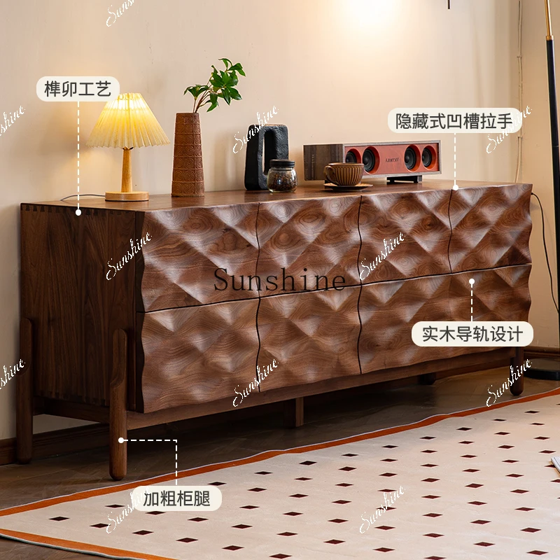 

Black walnut bedside cabinet Full solid wood storage cabinet Bedroom retro FT