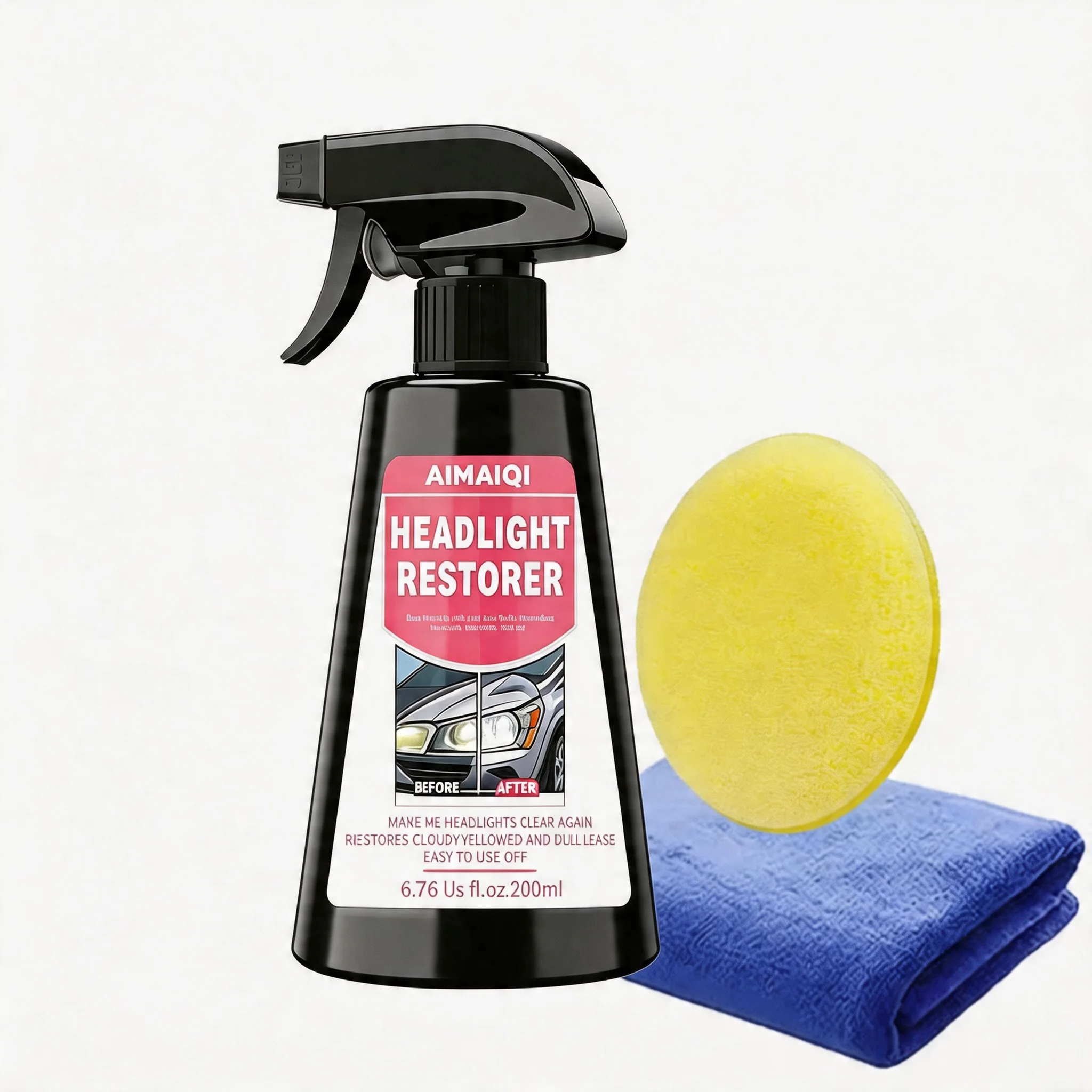 Effectively removes yellowing oxidation haze and scratches on car headlight lenses instantly restores your dull foggy headlights