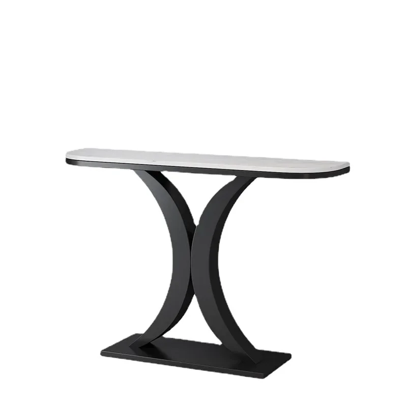 

Marble entrance table against the wall shelf table, light luxury modern simple entry cabinet, semi-round end view