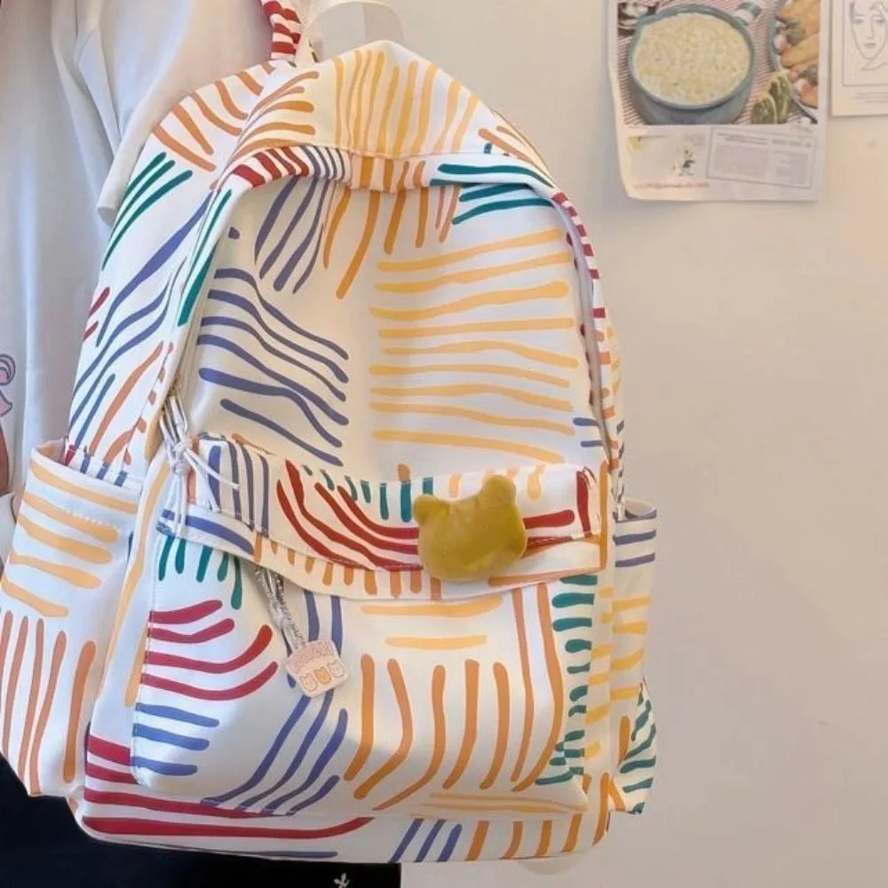 Daypack شريط حقيبة كمبيوتر محمول مدرسية أكسفورد الكورية نمط كلية شريطية على ظهره سعة كبيرة مقاوم للماء حقيبة كتف السفر