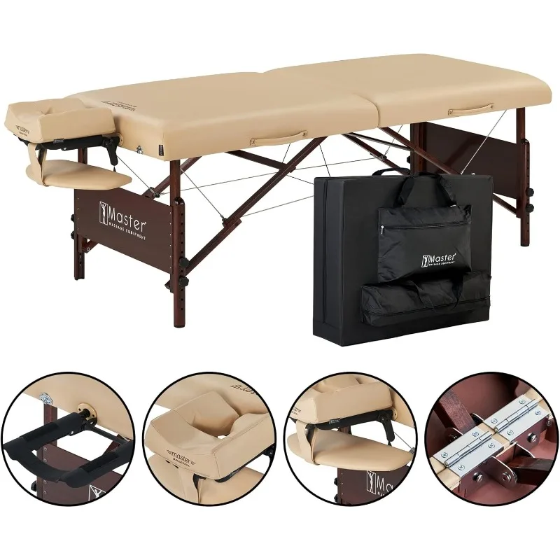 Del Ray Pro Portable Massage Table Package, Sand Color, Luxurious with 3