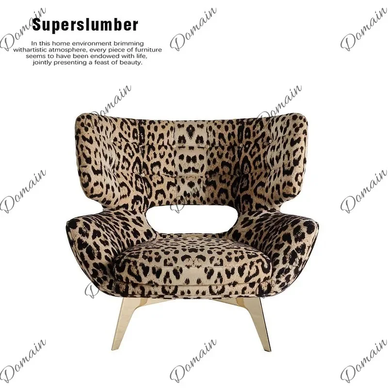 XB Light Luxury Leopard Print Fabric Accent Chair Designer Creative Single Leisure Sofa For Villa Home