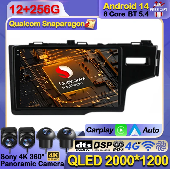 

Android 14 Car Radio For Honda Jazz 3 2015 - 2020 Fit 3 GP GK 2013 - 2020 Carplay Auto GPS Navigation Multimedia Player 4G WIFI