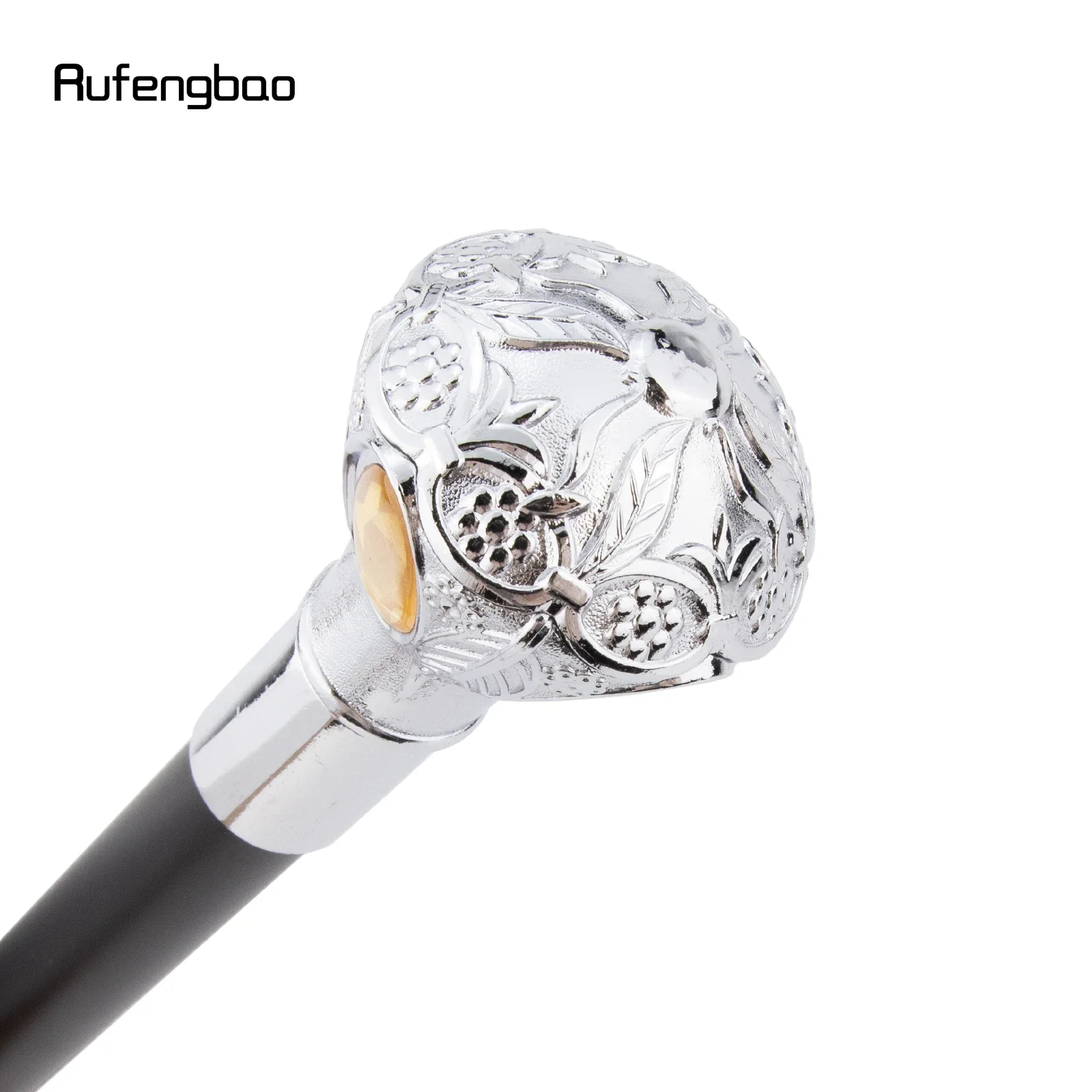Bastone da passeggio decorativo con fiore bianco di lusso con diamante giallo per bastone da passeggio decorativo per feste Bastone da passeggio con pomello cilindrico elegante 93 cm