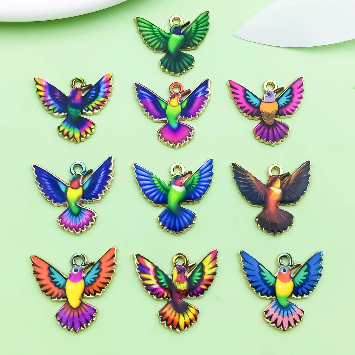 10pcs 19x21mm Colorful Printed Eagle Charms Connectors Bird Animal Pendants for DIY Jewelry Making Accessories