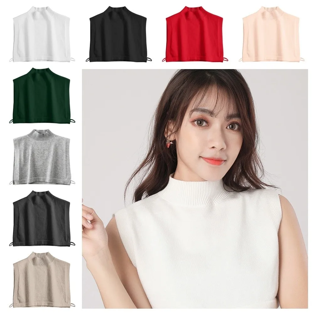 

Элегантный зимний свитер с накладным воротником, регулируемый однотонный воротник-стойка, полурубашка, стильная теплая водолазка, галстук