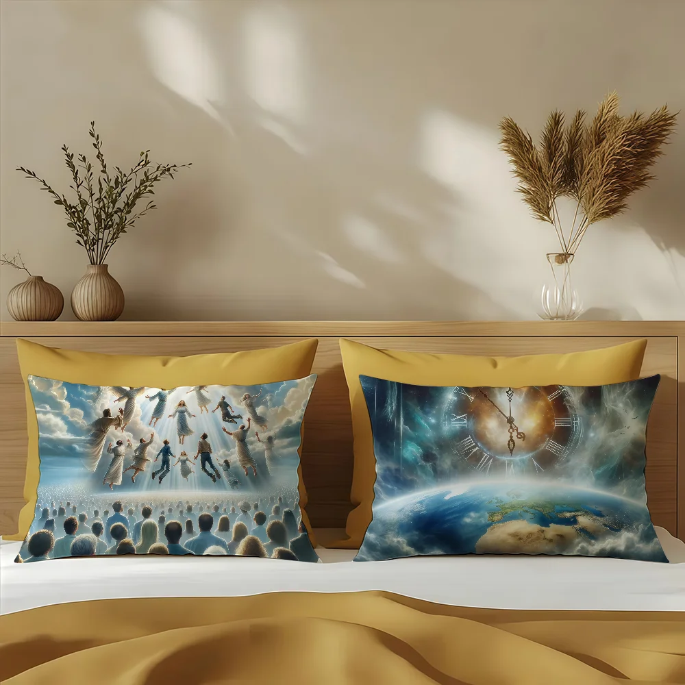 Christian eschatology Rapture cushion cover Sofa living Room Office Rectangle Pillow Home Coffee Shop Bedding Hit product