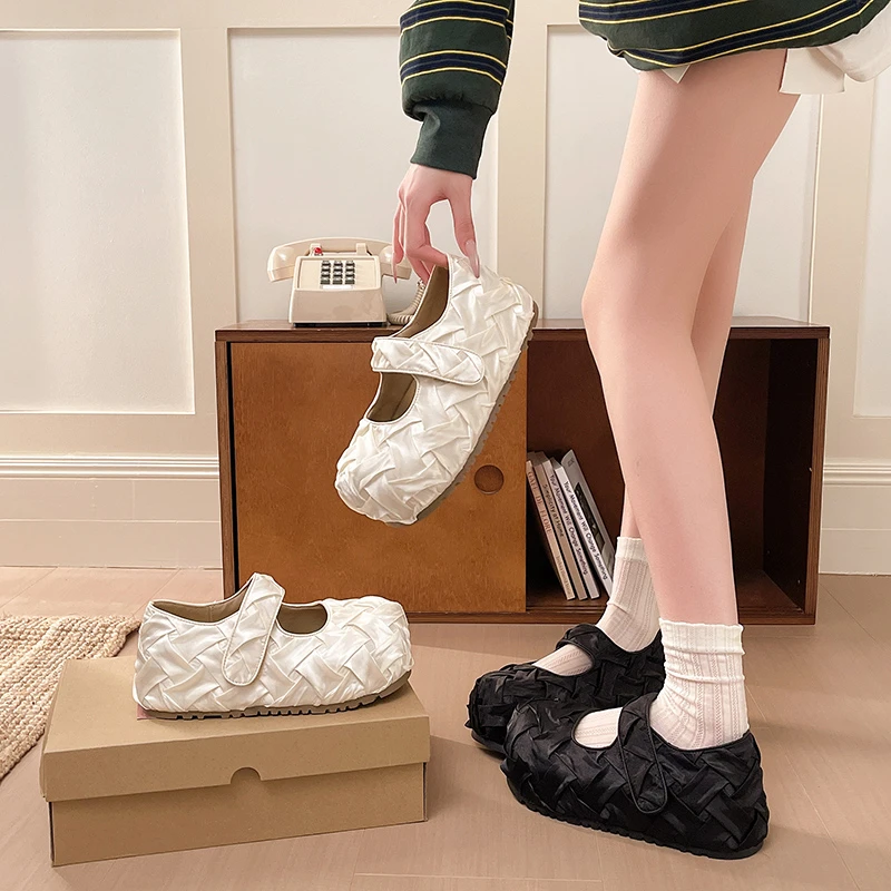 

Женские туфли на толстой подошве с круглым носком, с пряжкой, низкие, водонепроницаемые, на платформе, модные, универсальные, удобные, нескользящие, дышащие