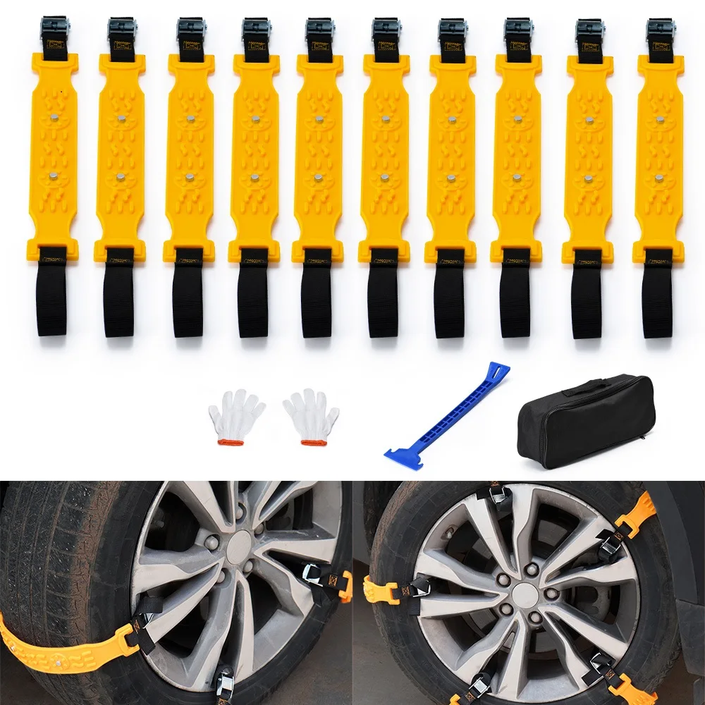 2 Pieces TPU Car Tire Snow Chains Anti-Skip Belt Safe Driving For Most Car SUV VAN Wheel Outdoor Emergency Chain