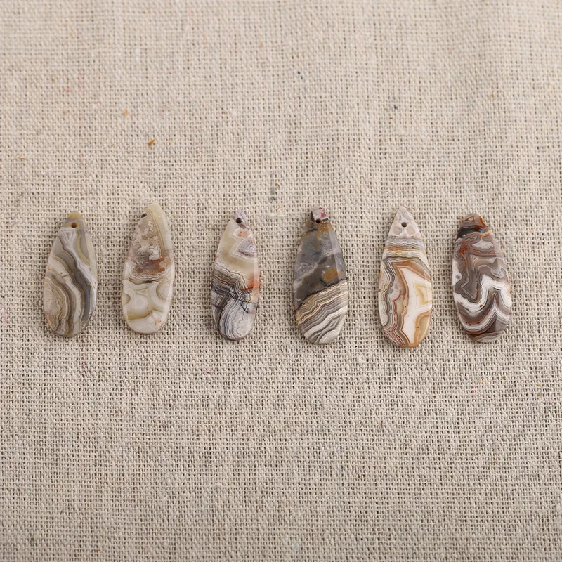 

B&F Water Drop Crazy Lace Agate Pendant Beads, Handmade Natural stones beads, Polished Stones for jewelry Making Supplies