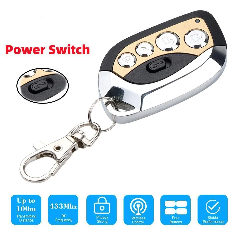 433MHz Universal Remote Control Duplicator - Metal Keyfob Clone for Garage Door & Electric Curtain