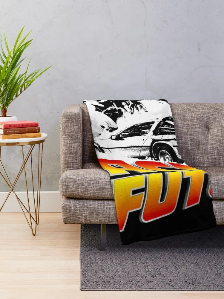 Back to the Future - DeLorean Fire Tracks, Marty and Doc Stencil Fan Art Throw Blanket Warm Decorative Sofas Blankets