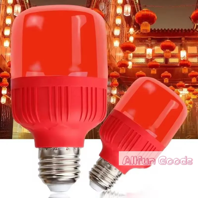 High Power Red LED Light Bulb E27/B22 AC 220V 5W 10W 15W 30W High Brightness Spot Light Festive New Year Bulb Christmas Lights