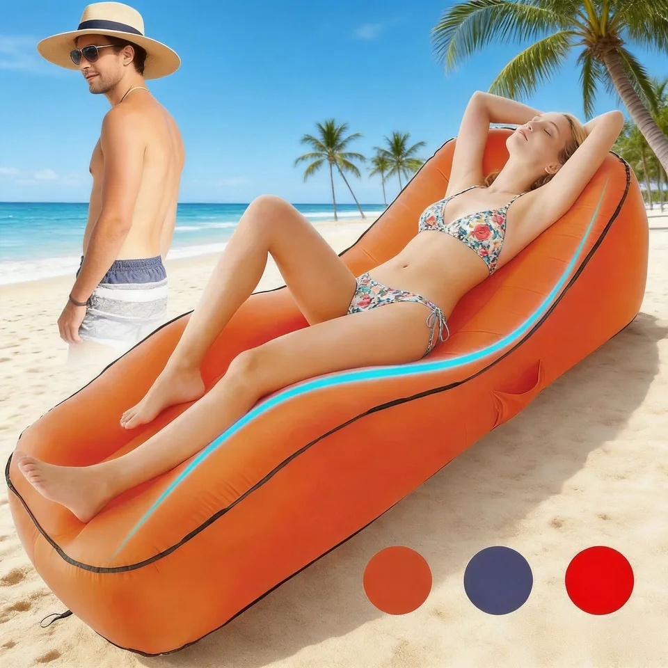 

Portable Direct Outdoor Beach Lazy Inflatable Couch Air Lounger Sofa Bed Fast Inflatable Folding Camping Sleeping Bag