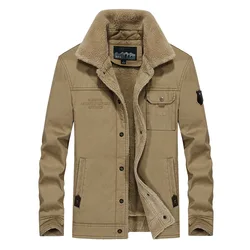 Winter Mens Jacket High-quality Cashmere Thicken Warm Coat Male Multi Pocket Cargo Jacket Men Bomber Jacket 6XL Men Clothing