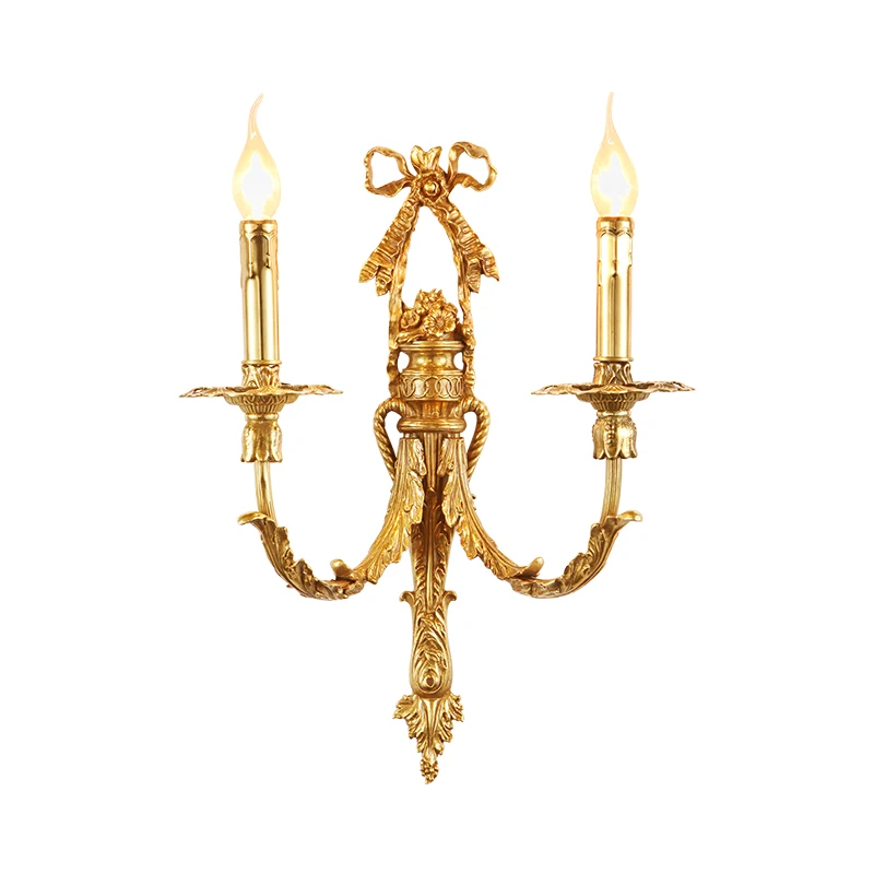 DINGFAN Retro French Wall Lamp Villa Golden Study Corridor Porch Copper Wall Lamp Dinning Room Bedroom