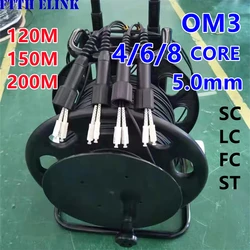 OM3 Armored Patch Cord 120M150M200M for Outdoor multimode 4 Fiber Jumper 5mm 4 Core 6 Core 8 Core PCD310 Drum 4C6C8C SC LC FC ST