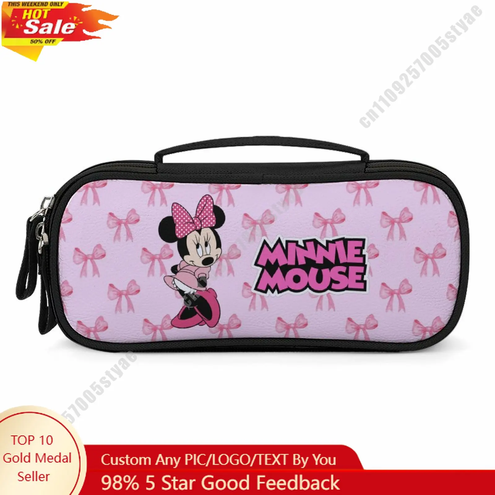 

Minnie Mouse Pencil Case Disney Cartoon Character Customized Design Personalized Creation Holiday Gift Cosmetic Bag Cosplay