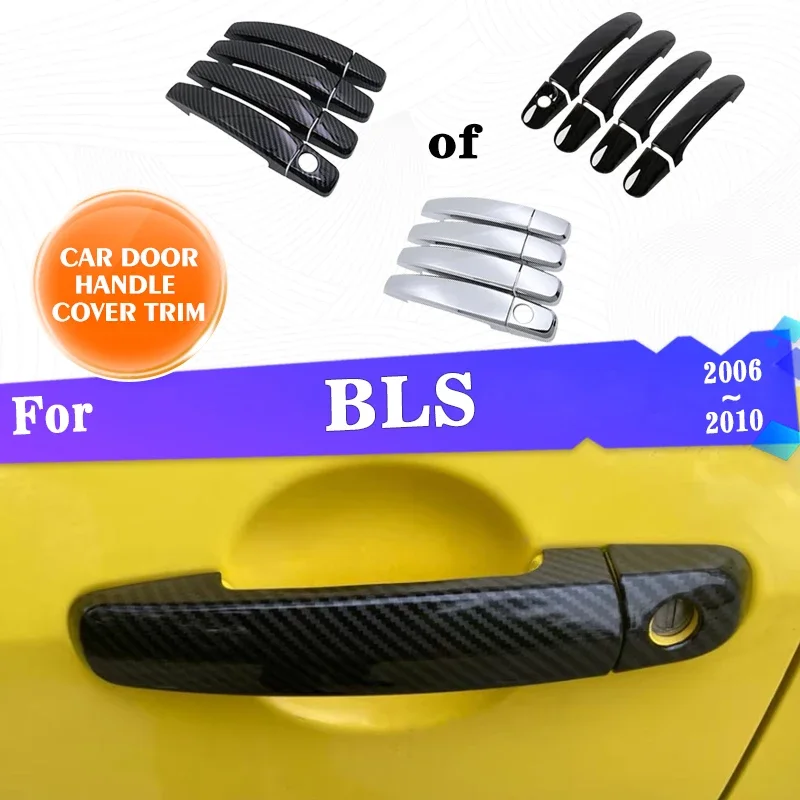 Door Handle Covers For Cadillac BLS 2006 2007 2008 2009 2010 Gloss Black Carbon Fiber Chrome Styling Stickers Gadget Accessories