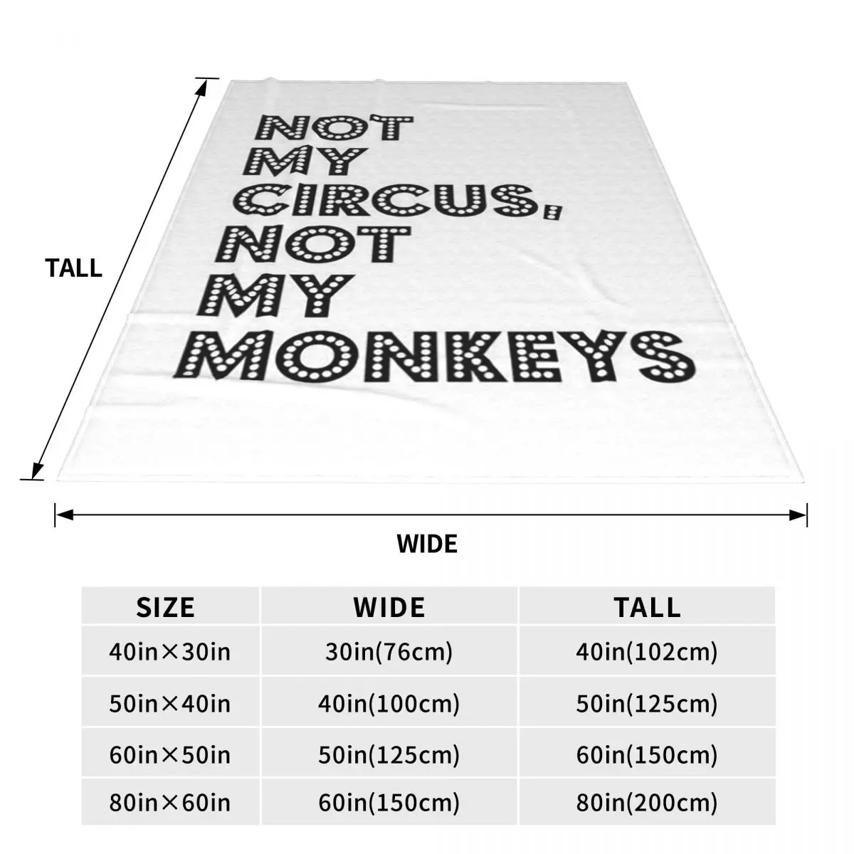 Not My Circus Not My Monkeys Funny Blanket Soft Warm Flannel Throw Blanket Bedding for Bed Travel Home Couch