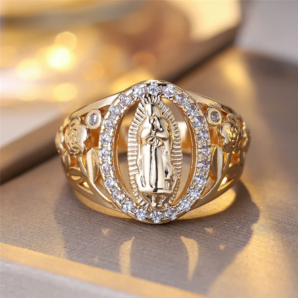 Anillos de flores de circón blanco de cristal de lujo para mujer, anillo de boda de Color SGold, joyería nupcial, regalos de banda de compromiso