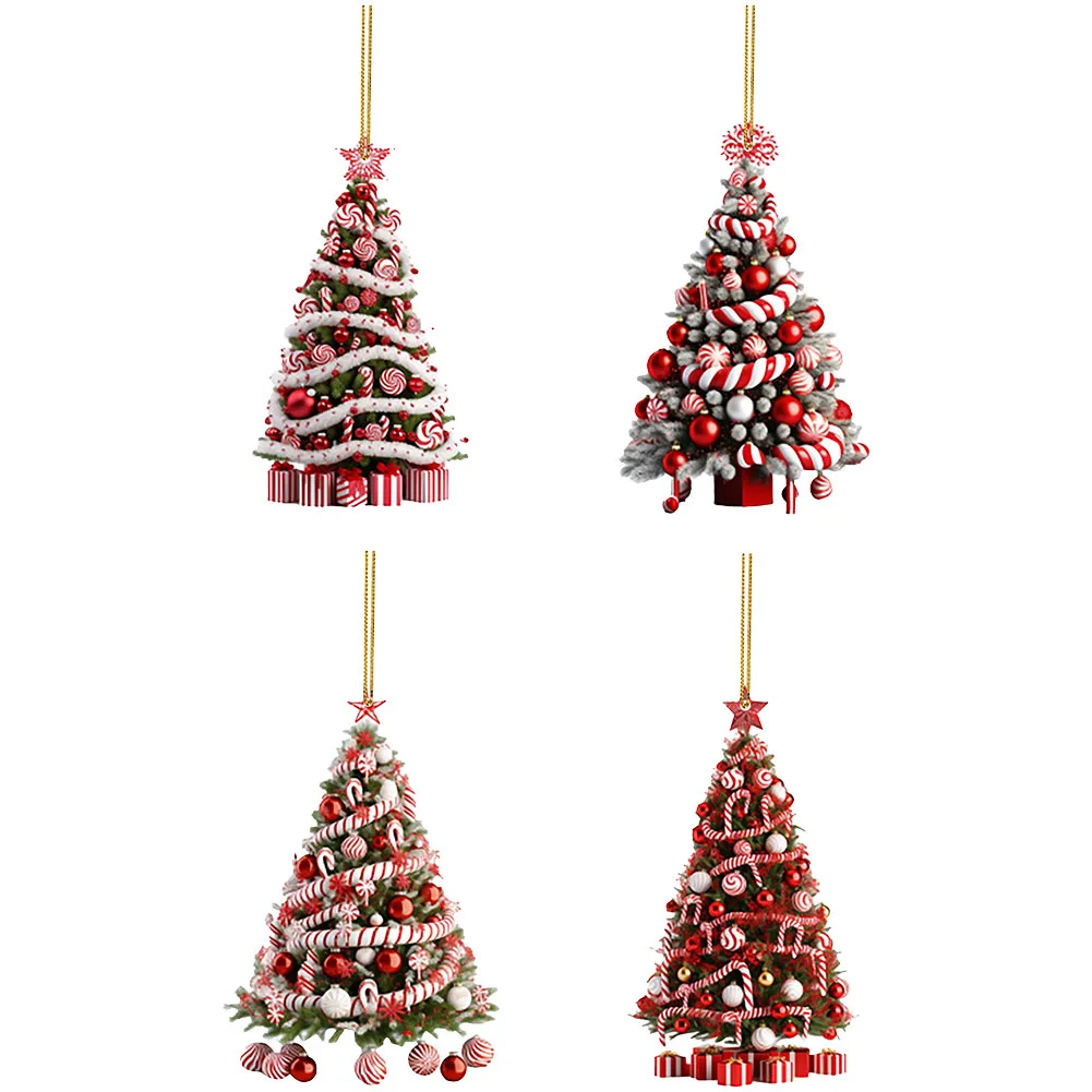 

1pc Mini Christmas Tree Ornament Acrylic Xmas Tree Hanging Pendant For Navidad New Year 2025 Home Decor