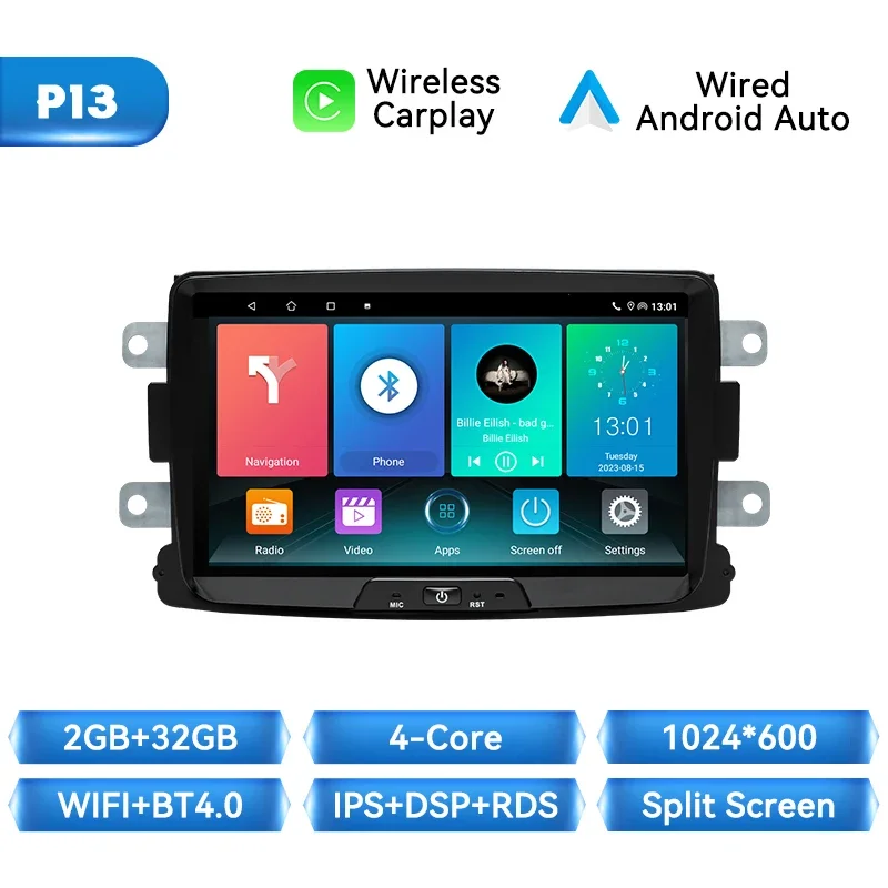 Android Draadloze Carplay Auto Radio Speler Voor Dacia Lodgy Logan Duster Sandero Renault Captur/Lada/Xray 128Gb Gps Multimedia