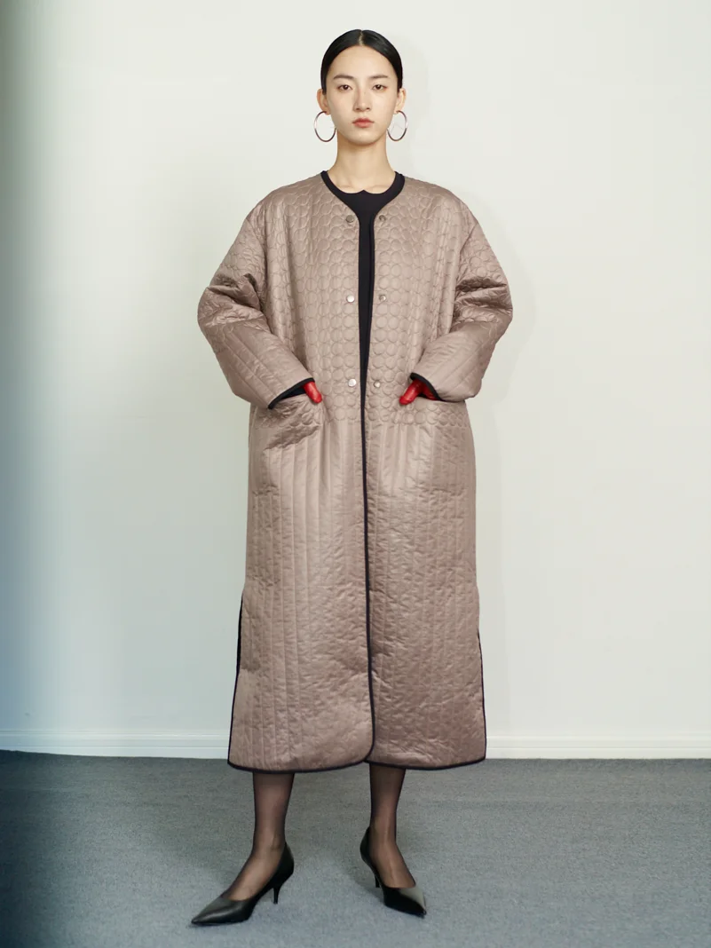 

Свободная удлиненная хлопковая куртка ENK, зимняя, с геометрическим узором, двусторонняя, повседневная, для работы, тонкая