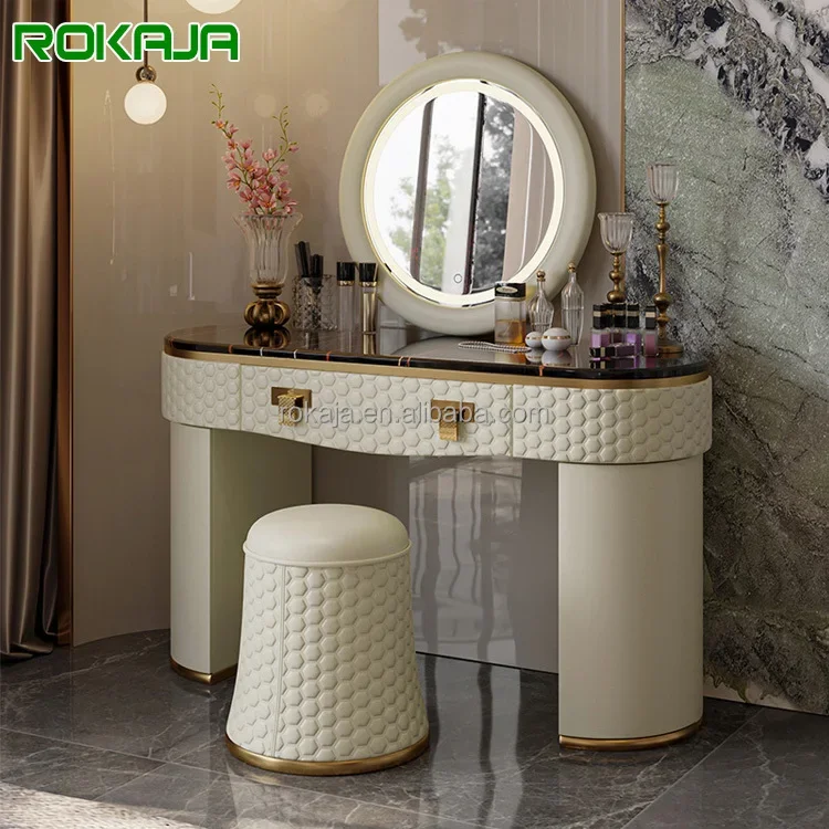 Elegant Ladies Vanity With Chair Bedroom Furniture Dresser Table Set Customizable Multifunctional Writing Table Dressing Table