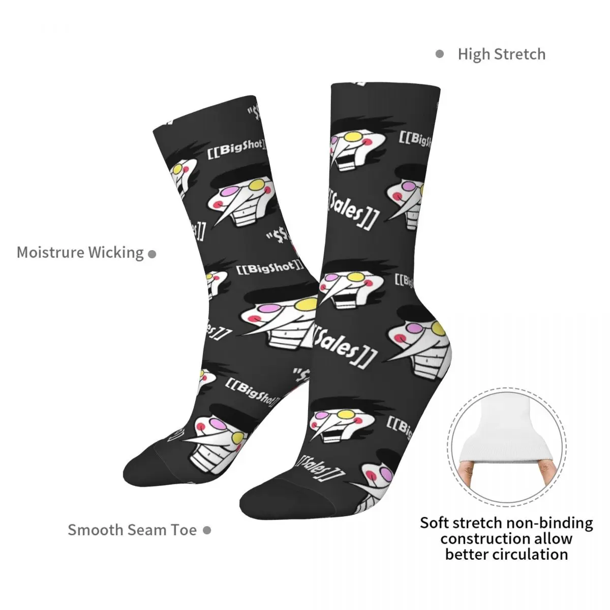 Deltarune Spamton Socks Harajuku Sweat Absorbing Stockings All Season Long Socks Accessories for Man's Woman's Birthday Present