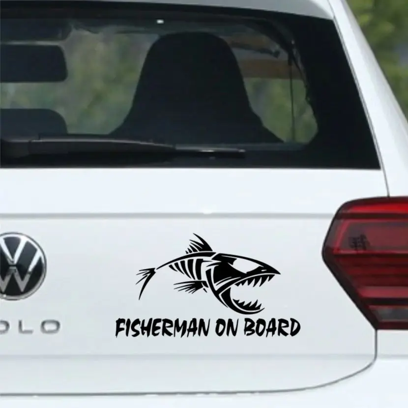 Fisherman on Board Skillet Fishing Car Sticker Automobiles Motorcycles Exterior Accessories Vinyl Decals